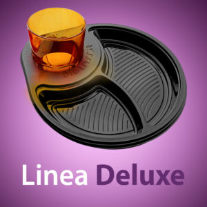 Linea Deluxe - La stoviglia di plastica monouso con Portabicchiere per aperitivi, antipasti, buffet e happy hour