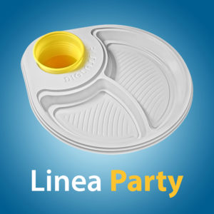 Linea Party - Il Piatto di plastica usa e getta extra forte con Portabicchiere per feste di compleanno e buffet