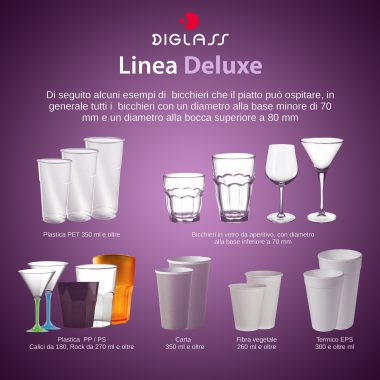 Bicchieri supportati da piatti dalla linea Deluxe