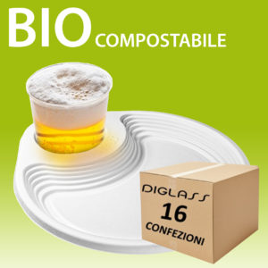 Piatto porta bicchiere 16 confezioni BIO compostabile riciclabile